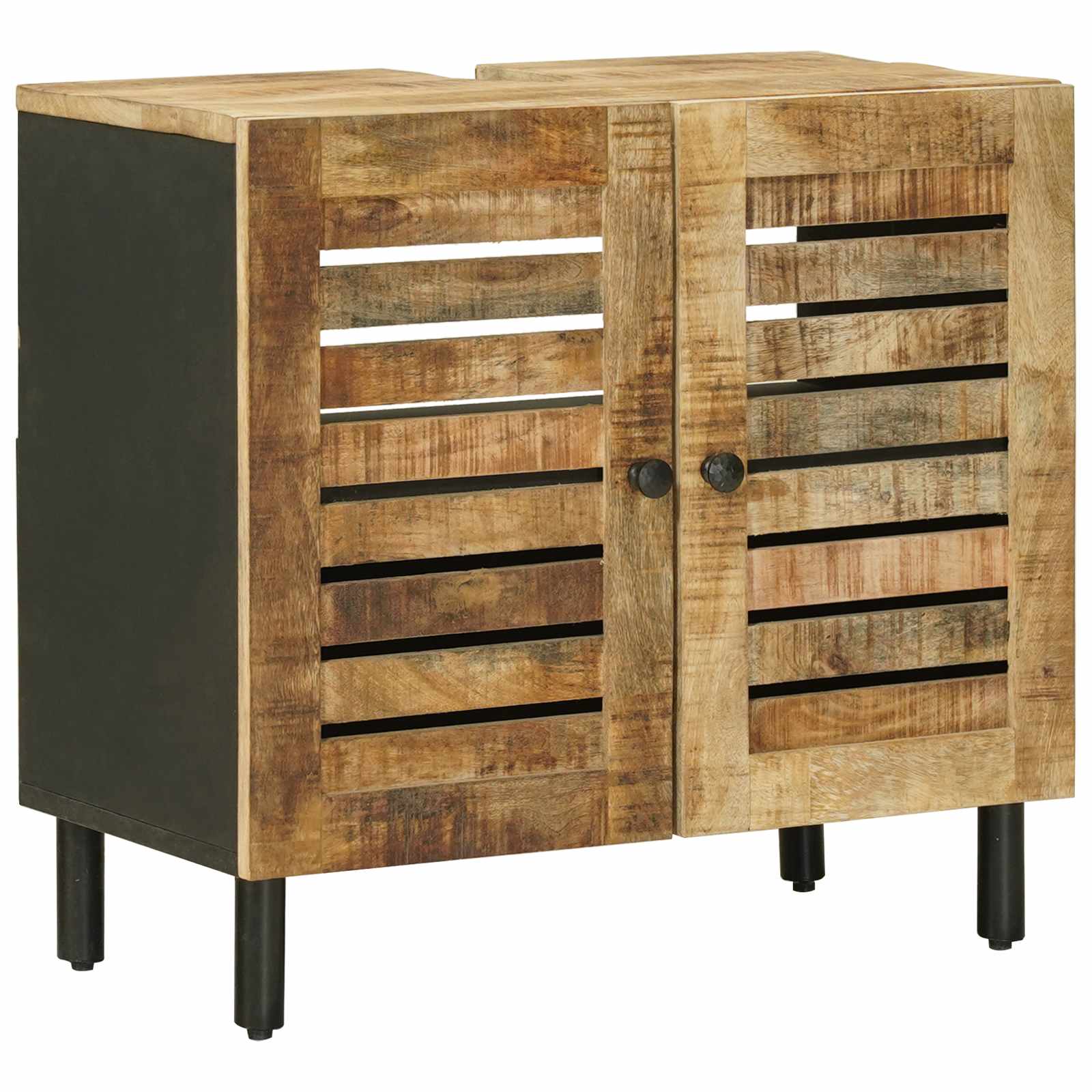 Wastafelkast Bruin en zwart 62 x 33 x 58 cm Massief Mango Hout