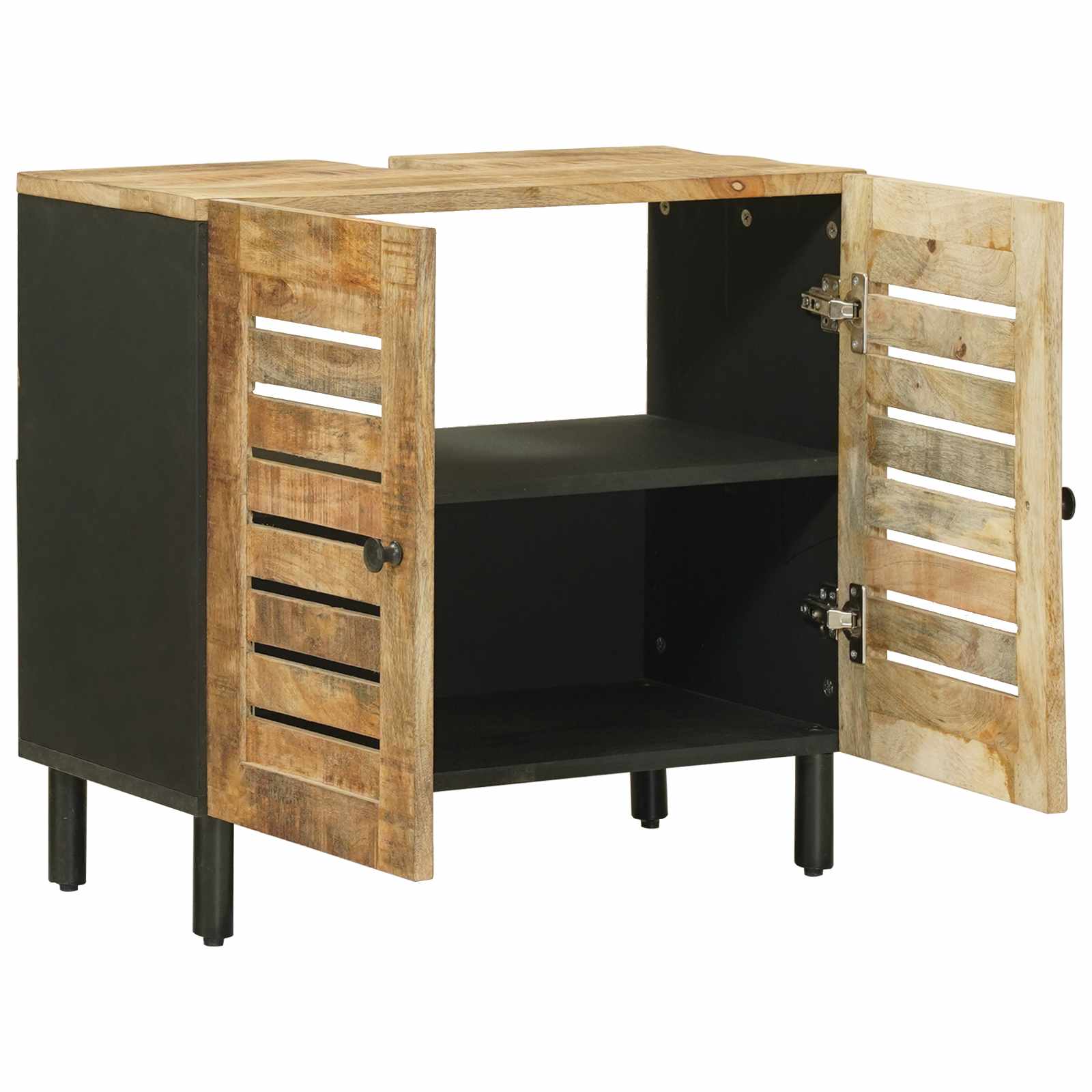 Wastafelkast Bruin en zwart 62 x 33 x 58 cm Massief Mango Hout