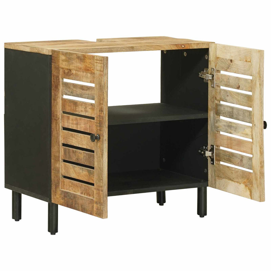 Wastafelkast Bruin en zwart 62 x 33 x 58 cm Massief Mango Hout