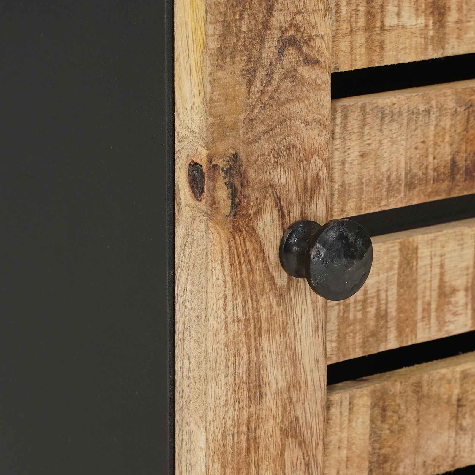 Hangkast Bruin en zwart 38 x 33,5 x 48 cm Massief Mango Hout