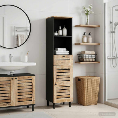 Badkamerkast met lade Bruin en zwart 38 x 33,5 x 160 cm