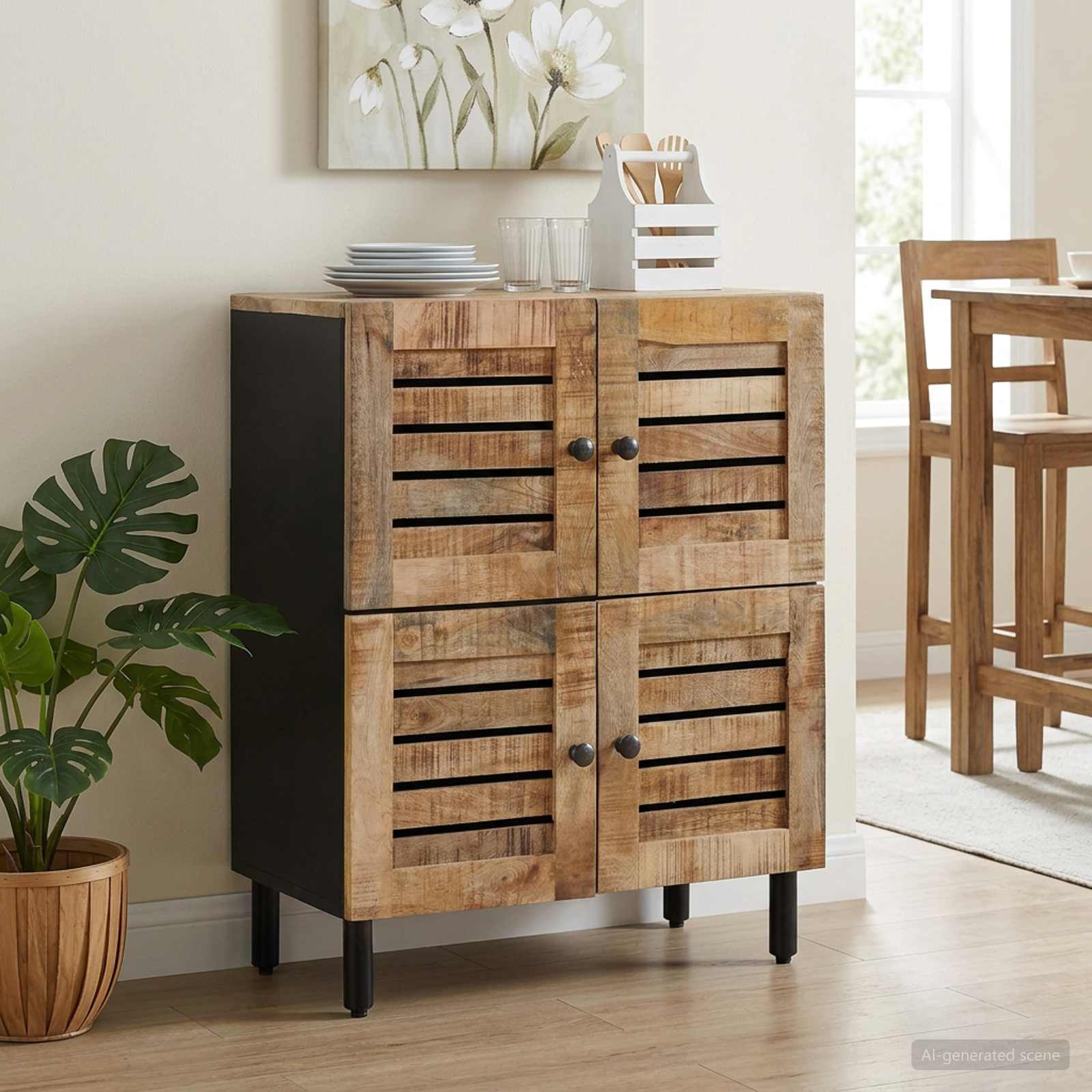Opslagkasten Naturel 60 x 33 x 75 cm Massief Mango Hout