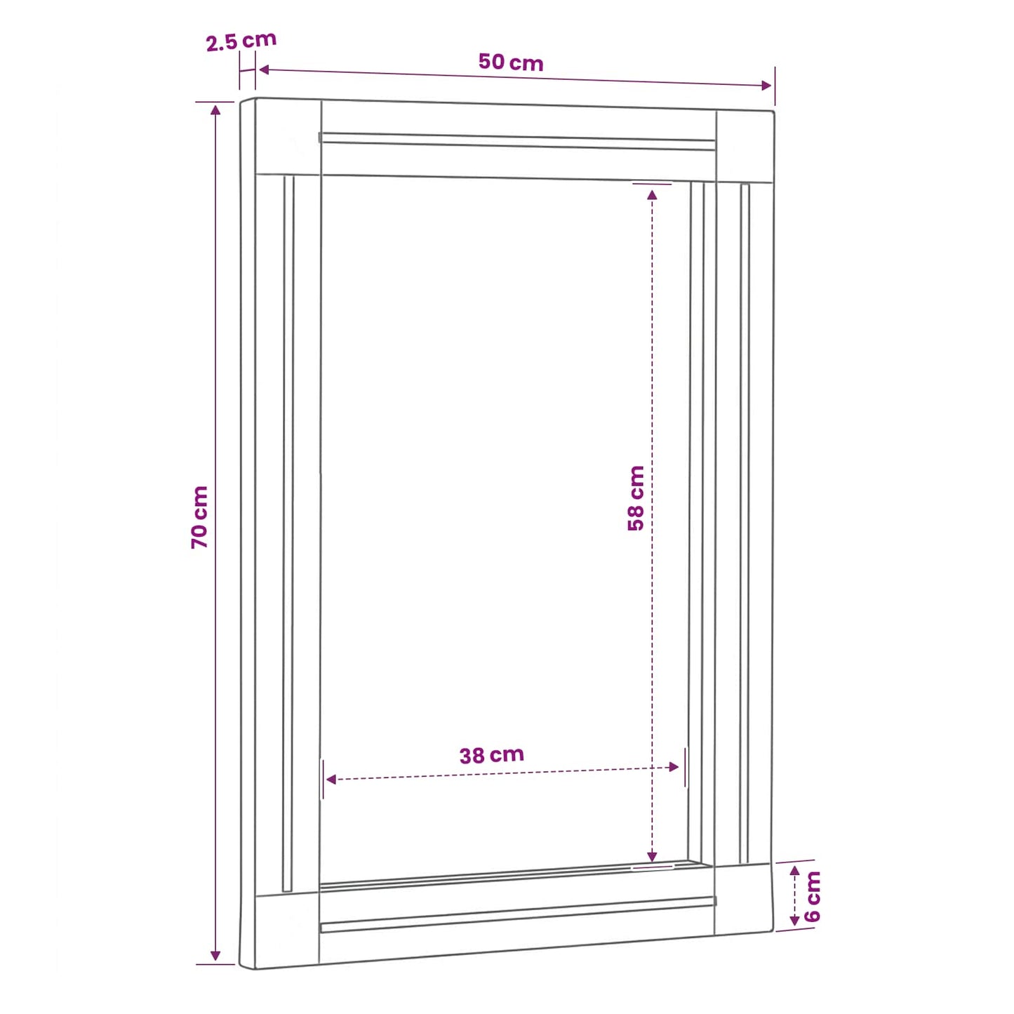 Spiegel Wandgemonteerd Bruin en zwart 70 x 50 x 3 cm Glas