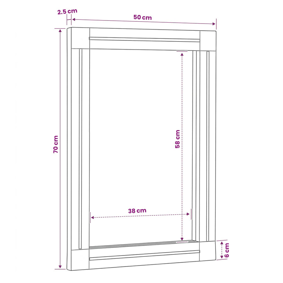 Spiegel Wandgemonteerd Bruin en zwart 70 x 50 x 3 cm Glas