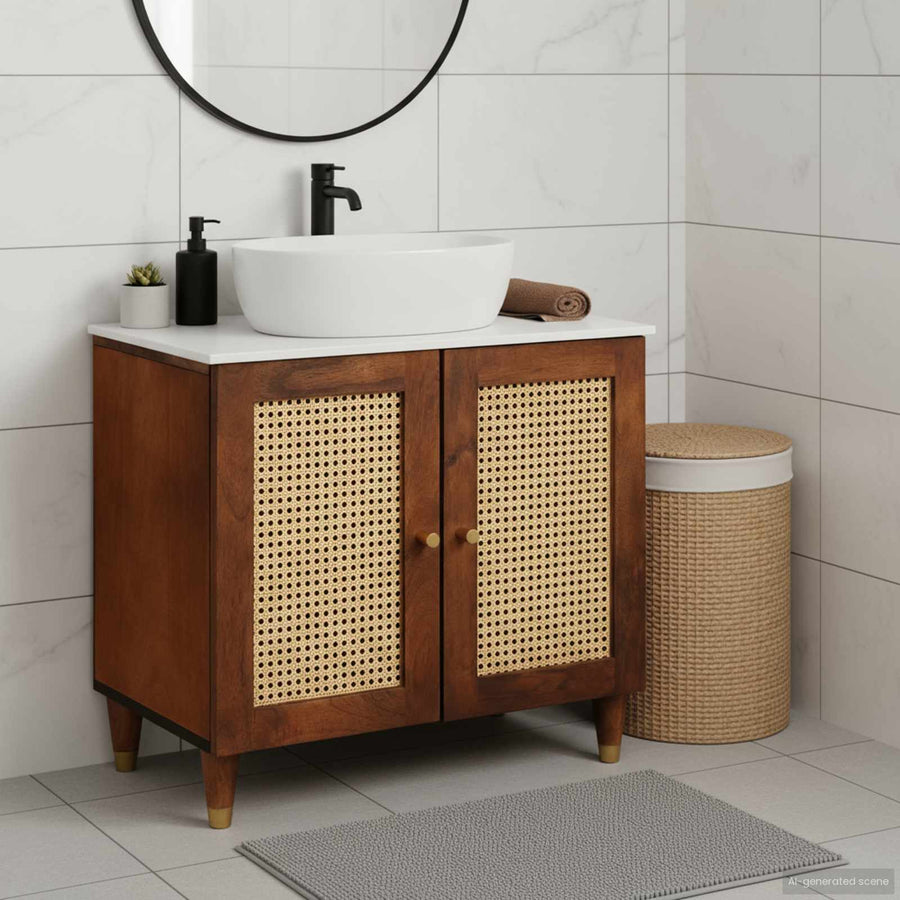 Wastafelkast met plank Bruin 62 x 33 x 58 cm Bewerkt hout