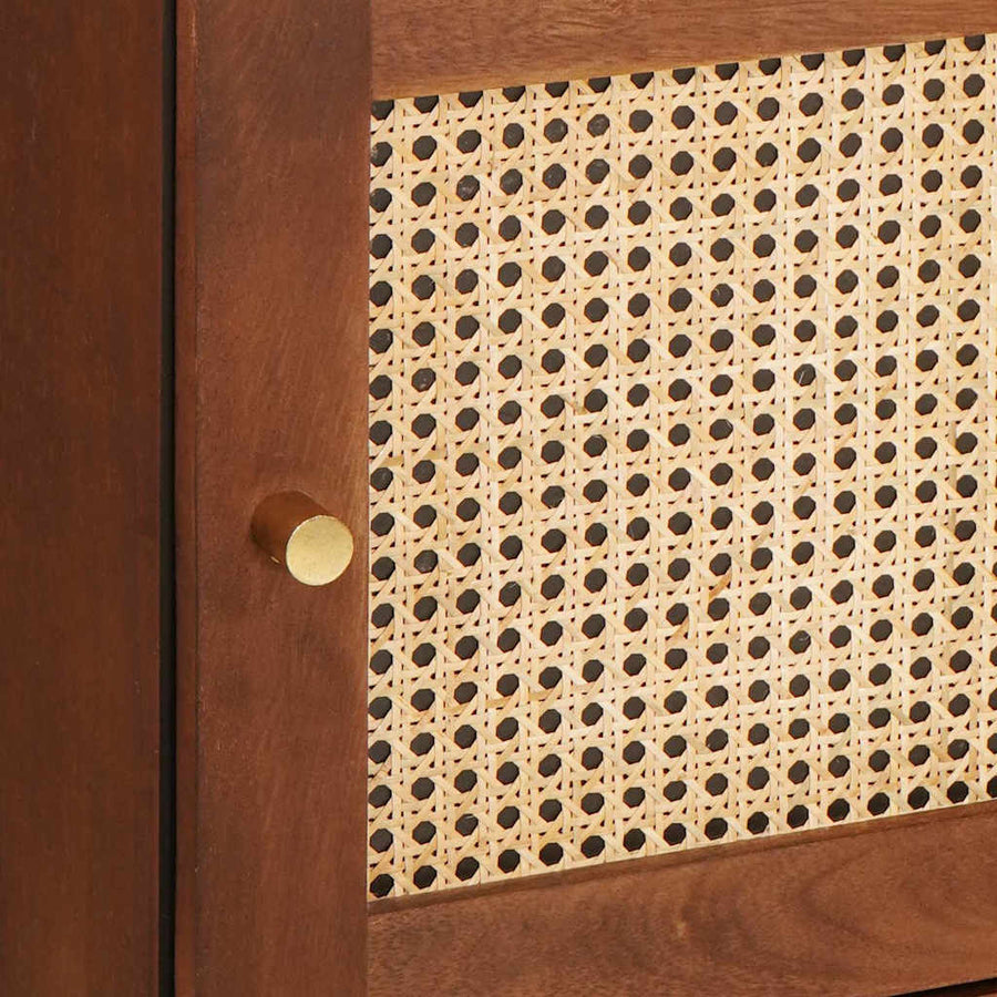 Hoge Kast Bruin 40 X 33,5 X 110 Cm Massief Mango Hout
