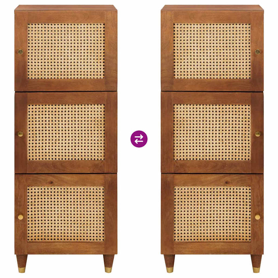 Hoge Kast Bruin 40 X 33,5 X 110 Cm Massief Mango Hout