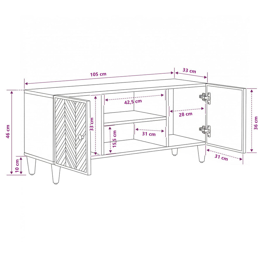 Opslagkasten Bruin 105 x 33,5 x 46 cm Massief Mango Hout