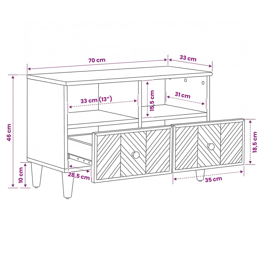 Opslagkasten Bruin 70 x 33,5 x 46 cm Massief Mango Hout