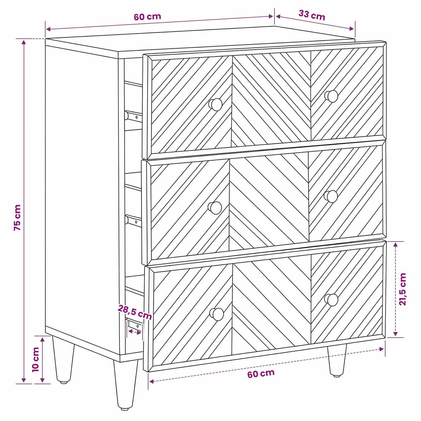 Opslagkasten Bruin 60 x 33,5 x 75 cm Massief Mango Hout