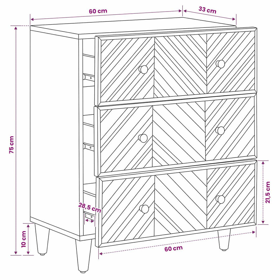 Opslagkasten Bruin 60 x 33,5 x 75 cm Massief Mango Hout