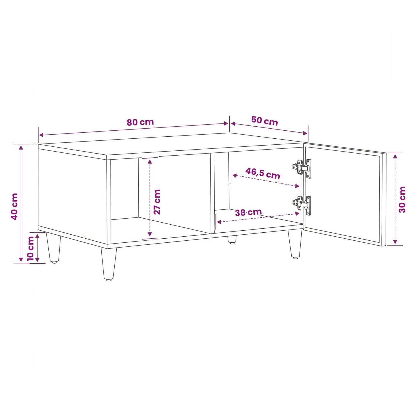 Salontafel Bruin 80 x 50 x 40 cm Massief Mango Hout