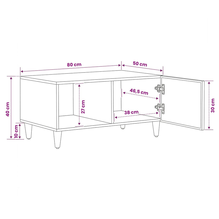 Salontafel Bruin 80 x 50 x 40 cm Massief Mango Hout