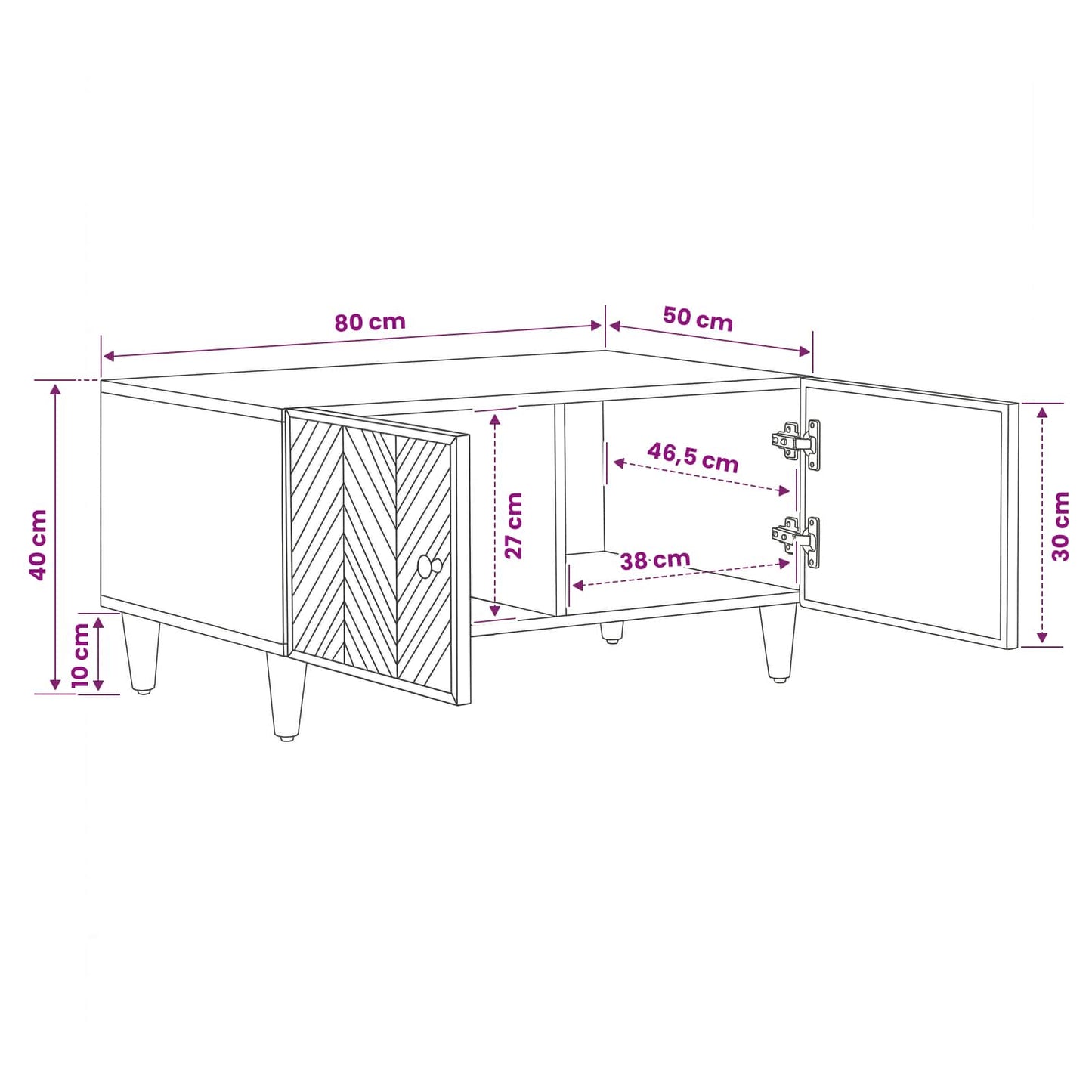 Salontafel Bruin 80 x 50 x 40 cm Massief Mango Hout