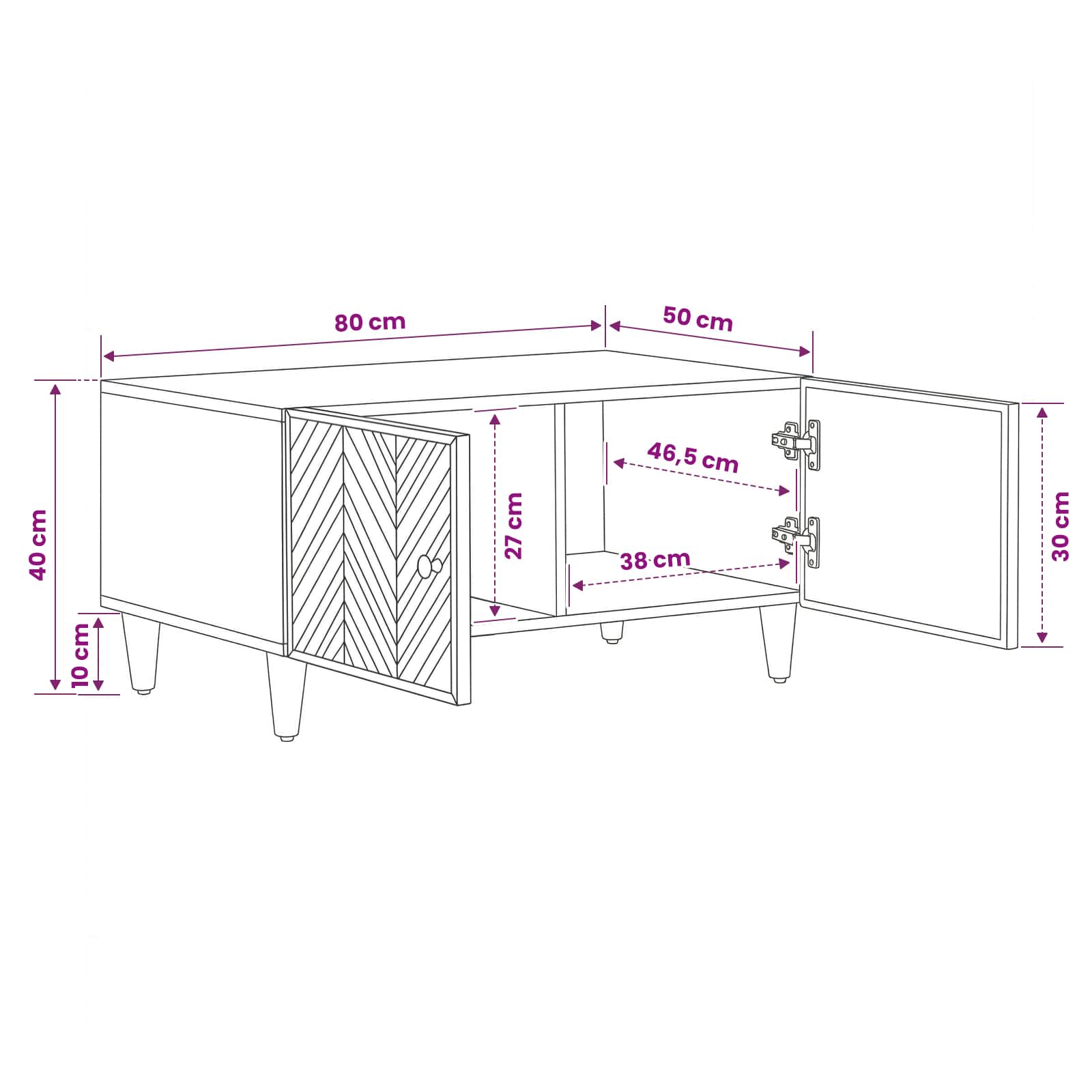 Salontafel Bruin 80 x 50 x 40 cm Massief Mango Hout