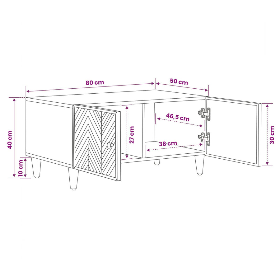 Salontafel Bruin 80 x 50 x 40 cm Massief Mango Hout