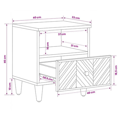 Nachtkastje 2 pcs Bruin 50 x 33 x 60 cm Massief Mango Hout