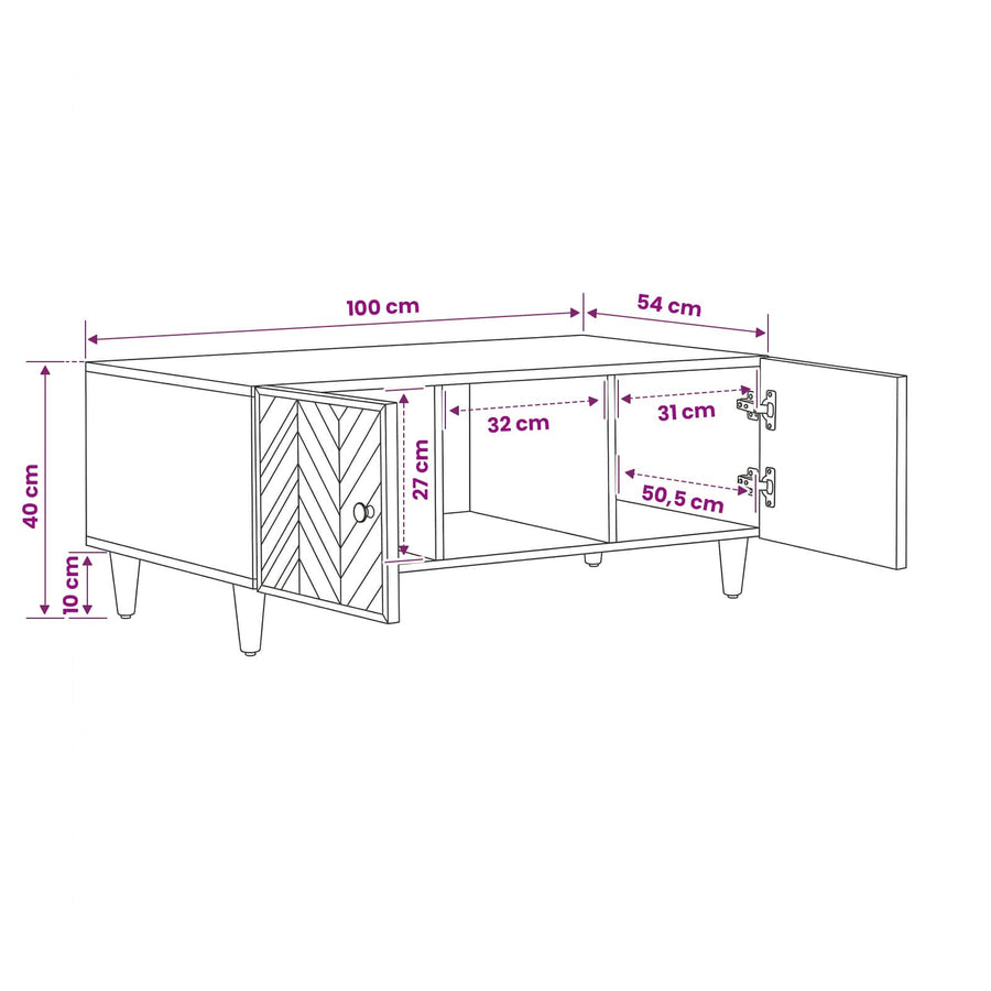 Salontafel Bruin 100 x 54 x 40 cm Massief Mango Hout