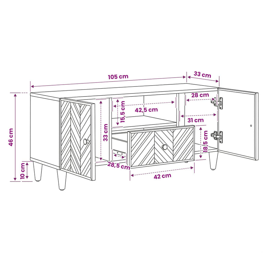Opslagkasten Bruin 105 x 33,5 x 46 cm Massief Mango Hout
