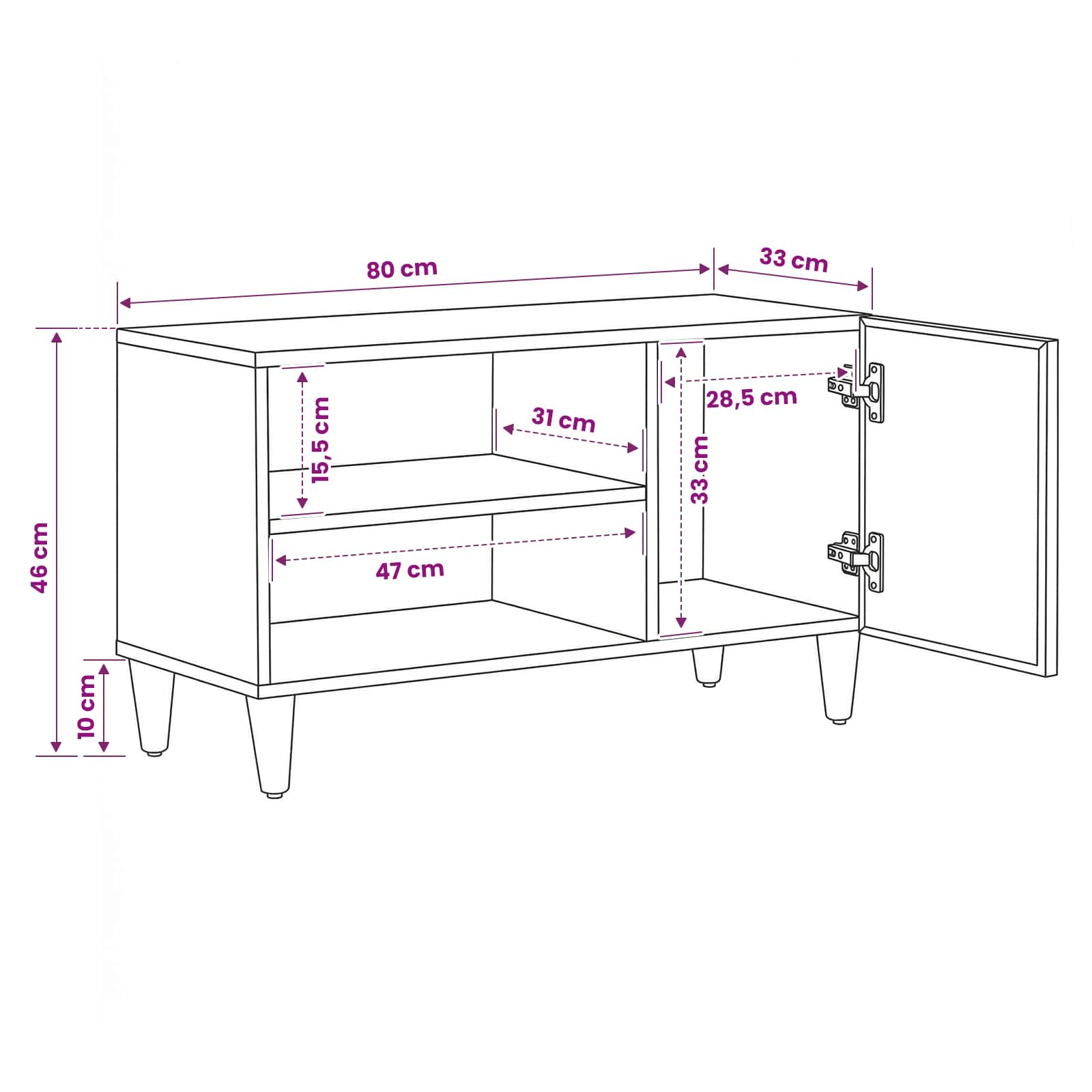 Opslagkasten Bruin 80 x 31,5 x 46 cm Massief Mango Hout