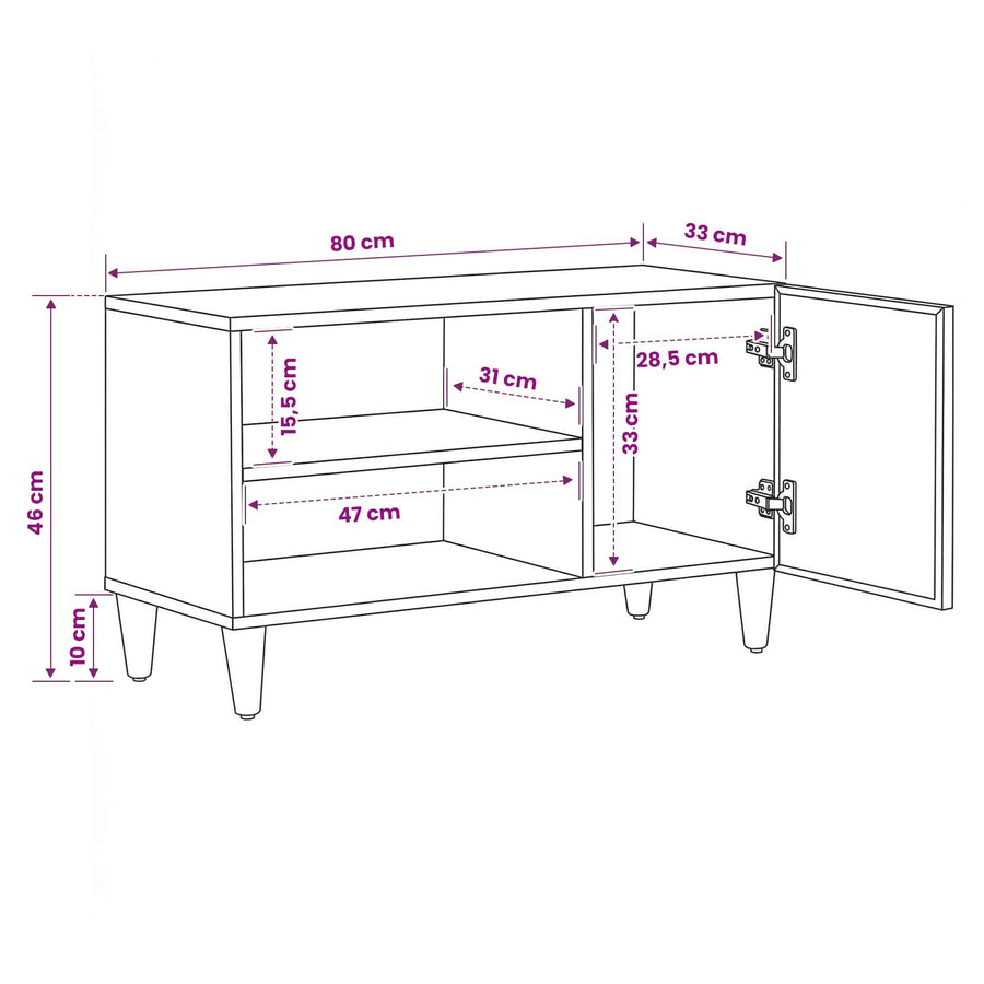 Opslagkasten Bruin 80 x 31,5 x 46 cm Massief Mango Hout