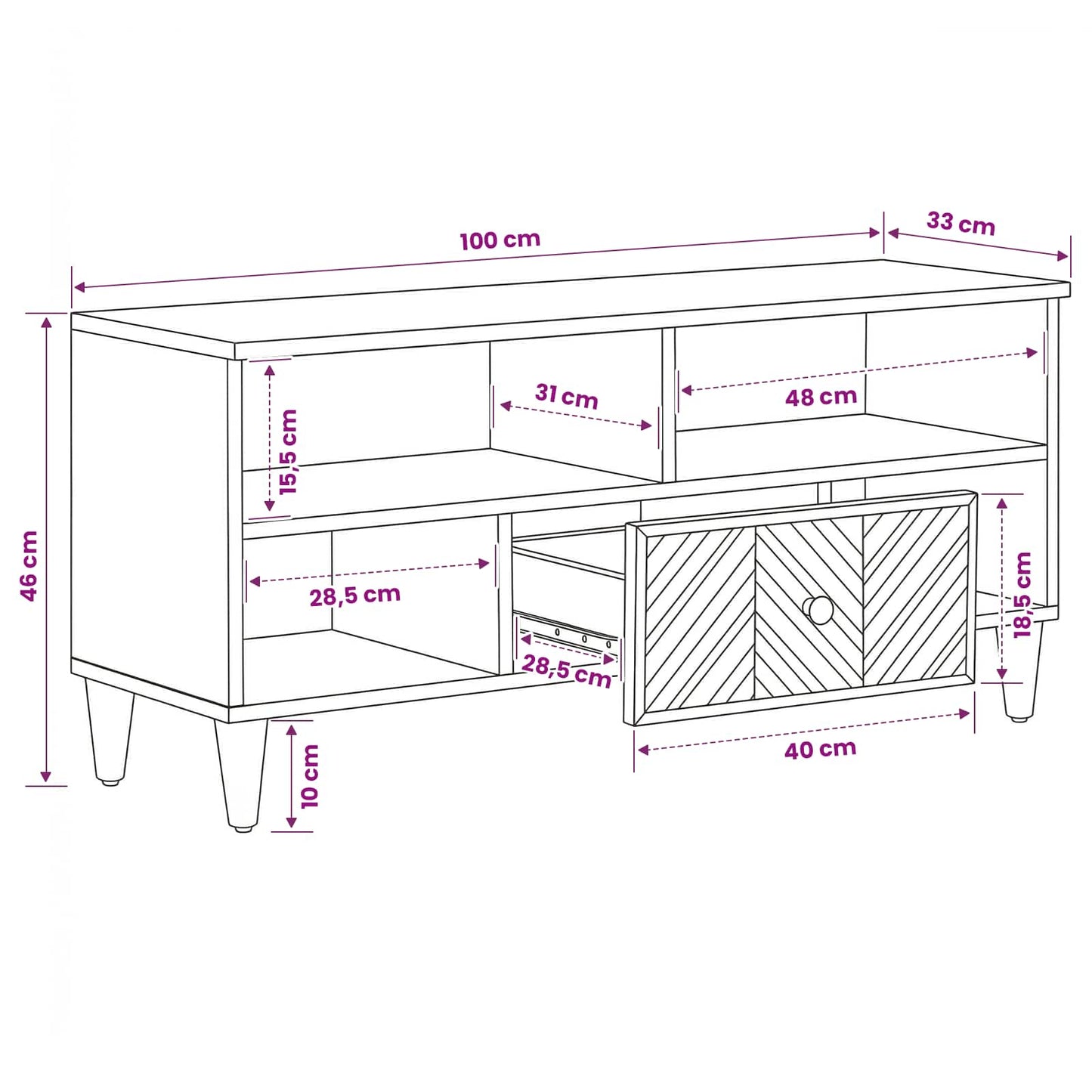 Opslagkasten Bruin 100 x 33,5 x 46 cm Massief Mango Hout