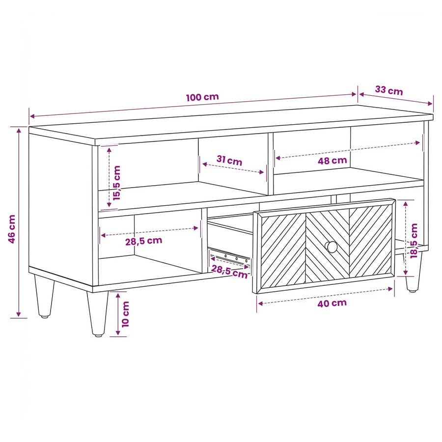 Opslagkasten Bruin 100 x 33,5 x 46 cm Massief Mango Hout