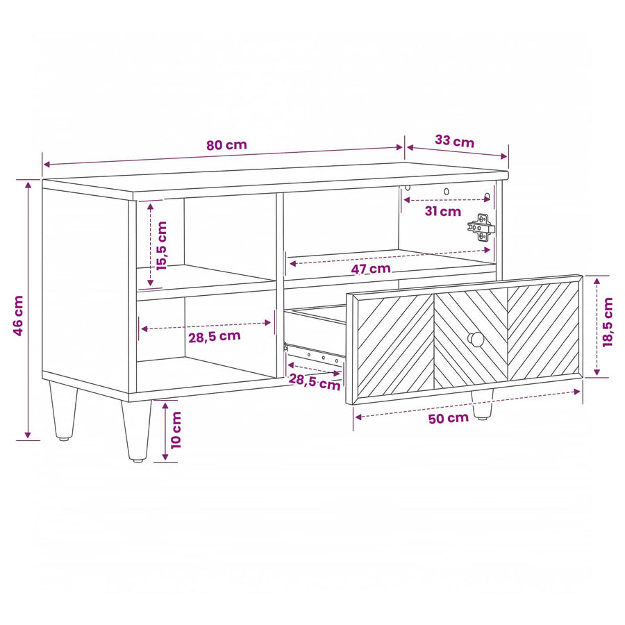 Opslagkasten Bruin 80 x 33,5 x 46 cm Massief Mango Hout