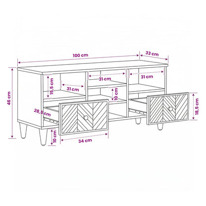 Opslagkasten Bruin 100 x 33,5 x 46 cm Massief Mango Hout