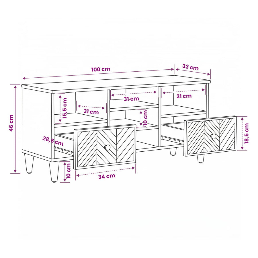 Opslagkasten Bruin 100 x 33,5 x 46 cm Massief Mango Hout