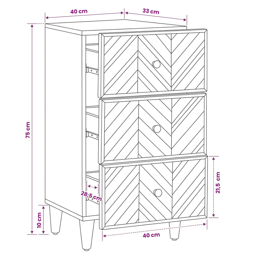 Opslagkasten Bruin 40 x 33,5 x 75 cm Massief Mango Hout