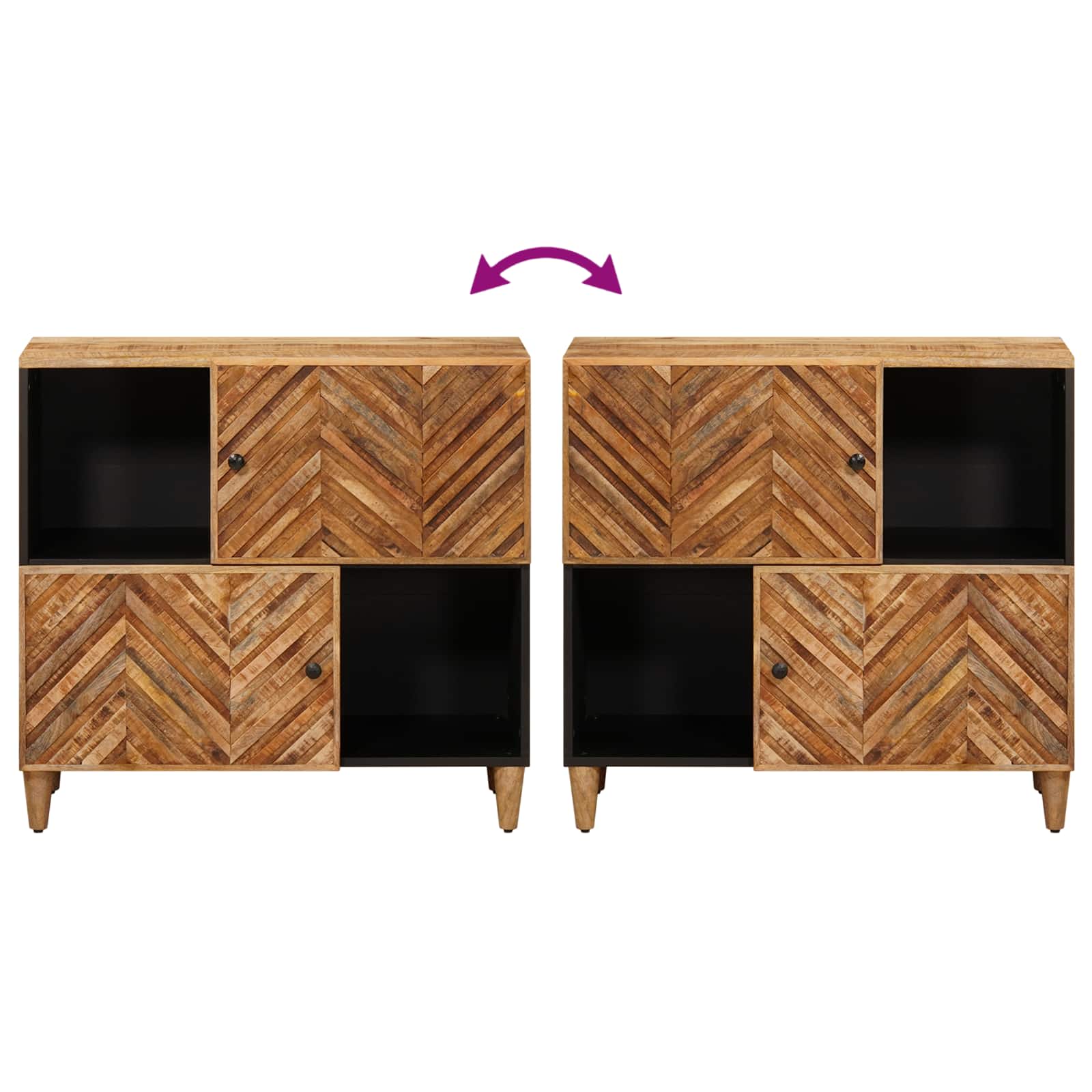 Opslagkasten Bruin 80 x 33,5 x 75 cm Massief Mango Hout