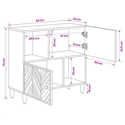 Opslagkasten Bruin 80 x 33,5 x 75 cm Massief Mango Hout