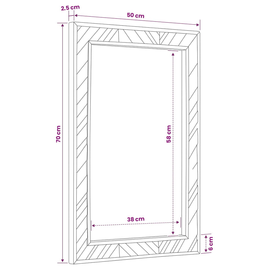 Spiegel Wandgemonteerd met spiegel Bruin 70 x 50 x 3 cm Glas