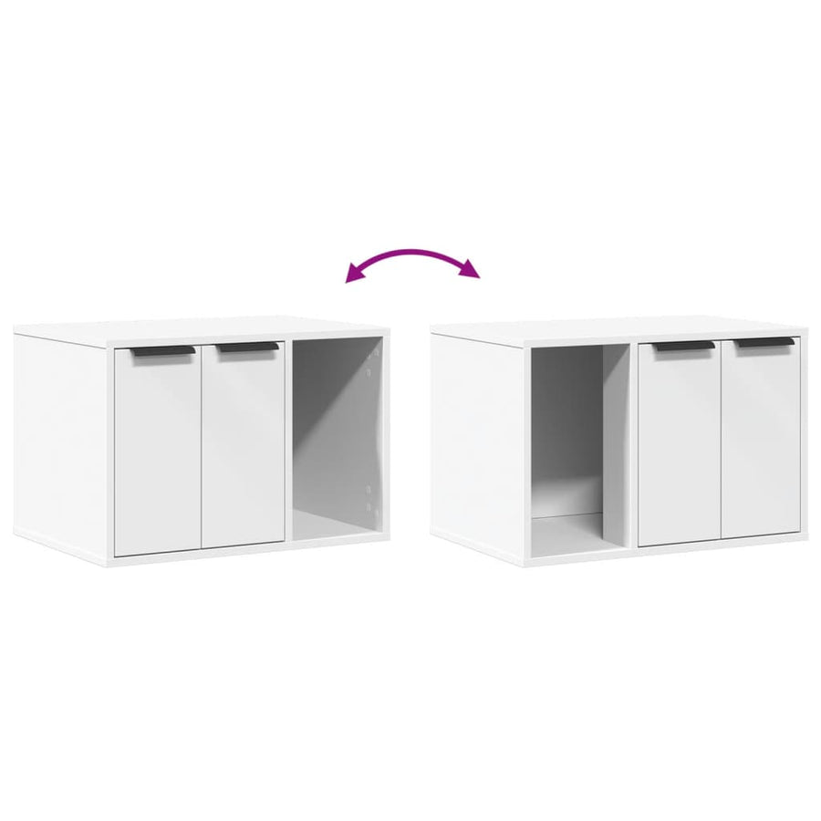 Kattenbakkast 60x40x40 cm bewerkt hout wit