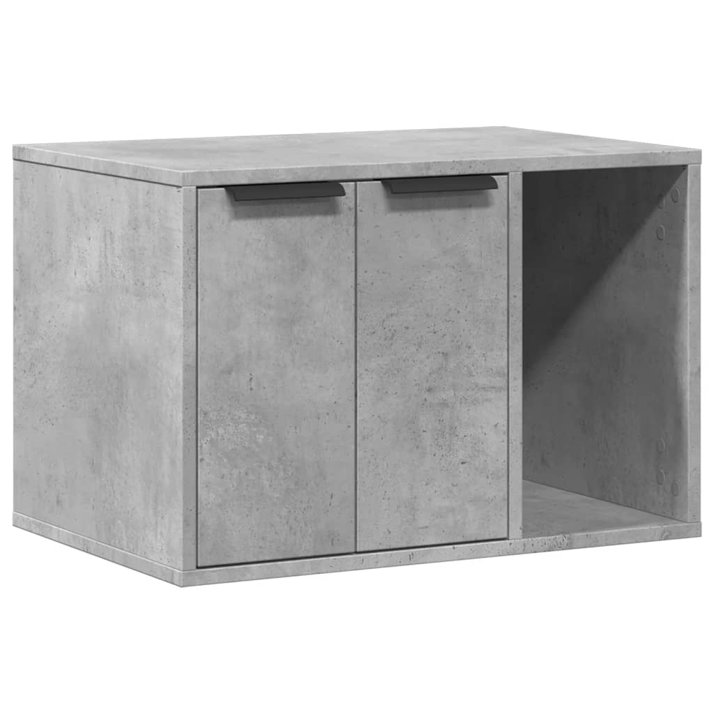 Kattenbakkast 60x40x40 cm bewerkt hout betongrijs