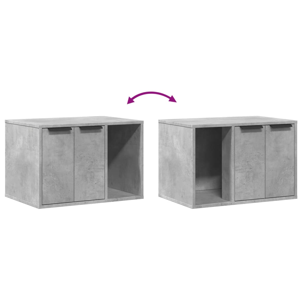 Kattenbakkast 60x40x40 cm bewerkt hout betongrijs