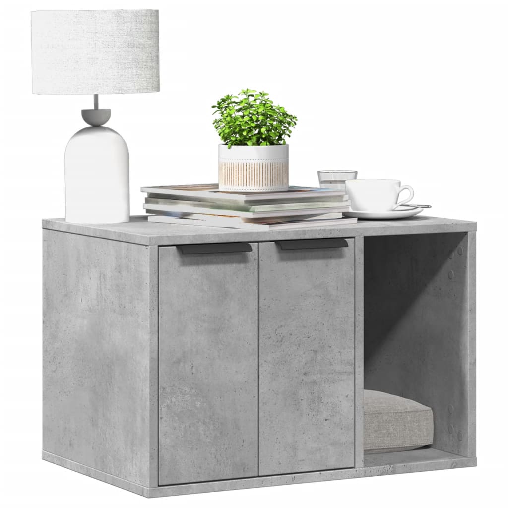 Kattenbakkast 60x40x40 cm bewerkt hout betongrijs