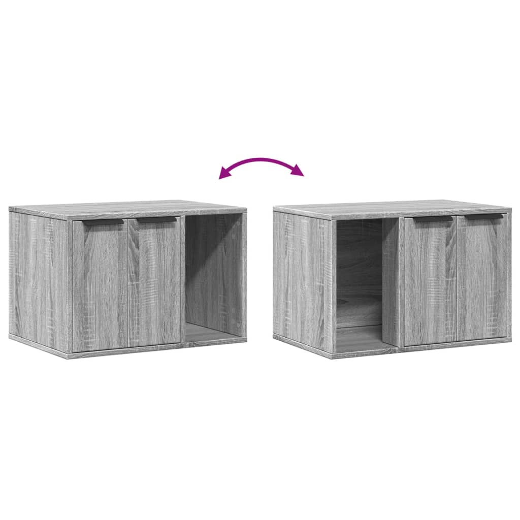 Kattenbakkast 60x40x40 cm bewerkt hout grijs sonoma eikenkleur
