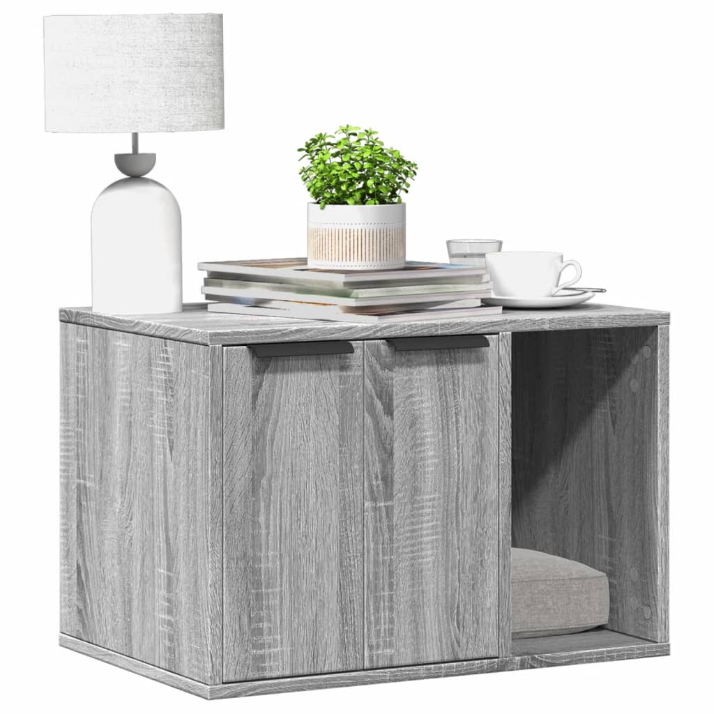 Kattenbakkast 60x40x40 cm bewerkt hout grijs sonoma eikenkleur