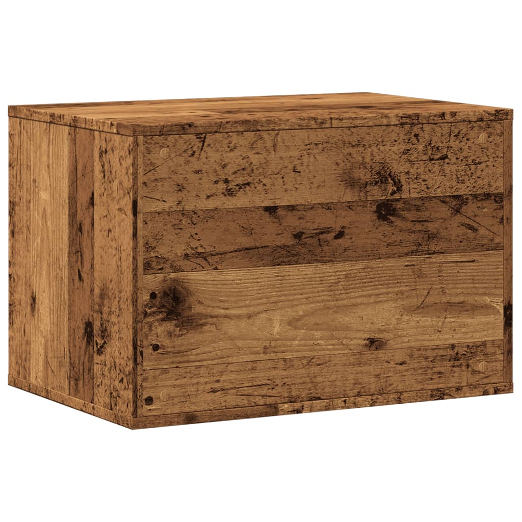 Kattenbakkast 60x40x40 cm bewerkt hout oud houtkleurig