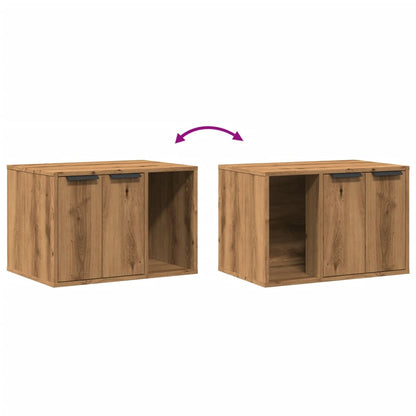 Kattenbakkast 60x40x40 cm bewerkt hout artisanaal eikenkleurig