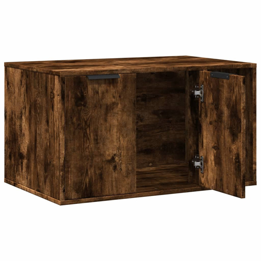 Kattenbakkast 80x50x45 cm bewerkt hout gerookt eikenkleurig