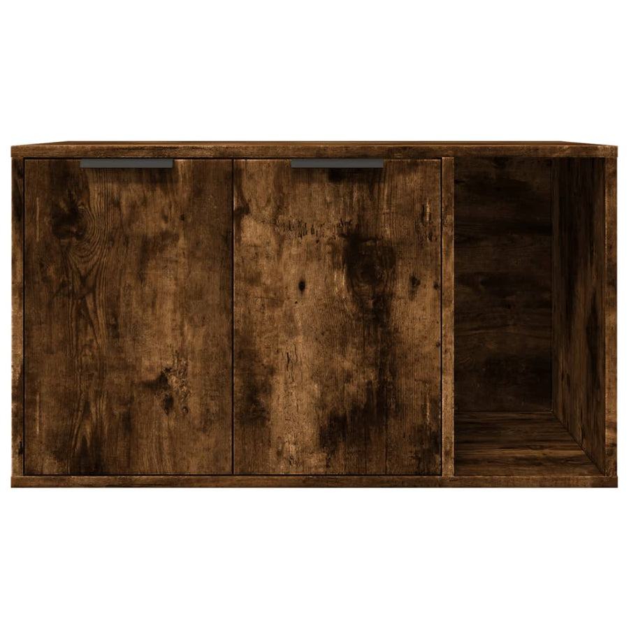 Kattenbakkast 80x50x45 cm bewerkt hout gerookt eikenkleurig