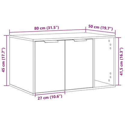 Kattenbakkast 80x50x45 cm bewerkt hout gerookt eikenkleurig
