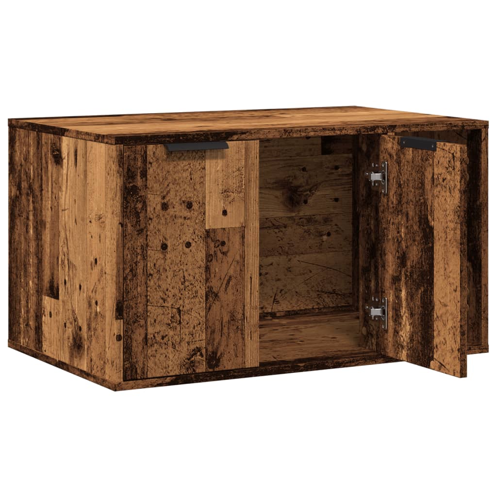 Kattenbakkast 80x50x45 cm bewerkt hout oud houtkleurig