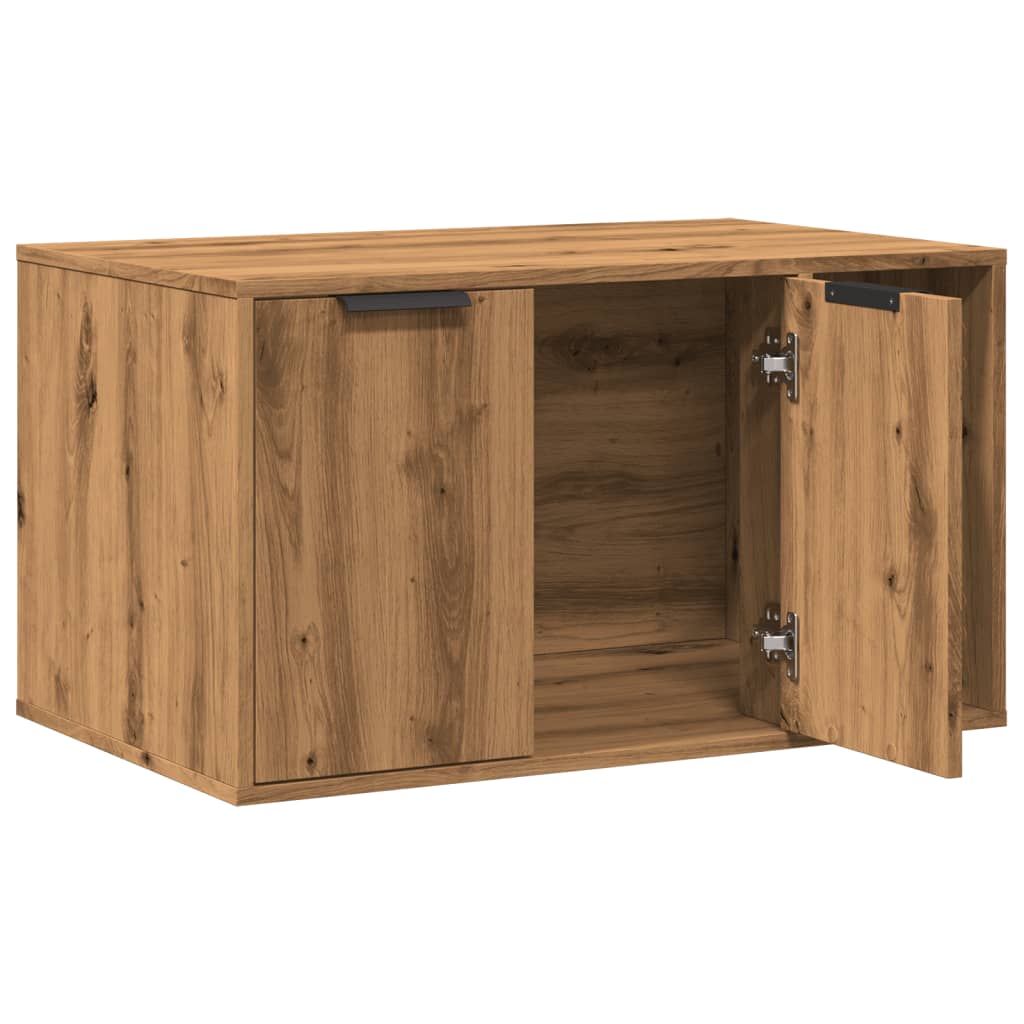 Kattenbakkast 80x50x45 cm bewerkt hout artisanaal eikenkleurig