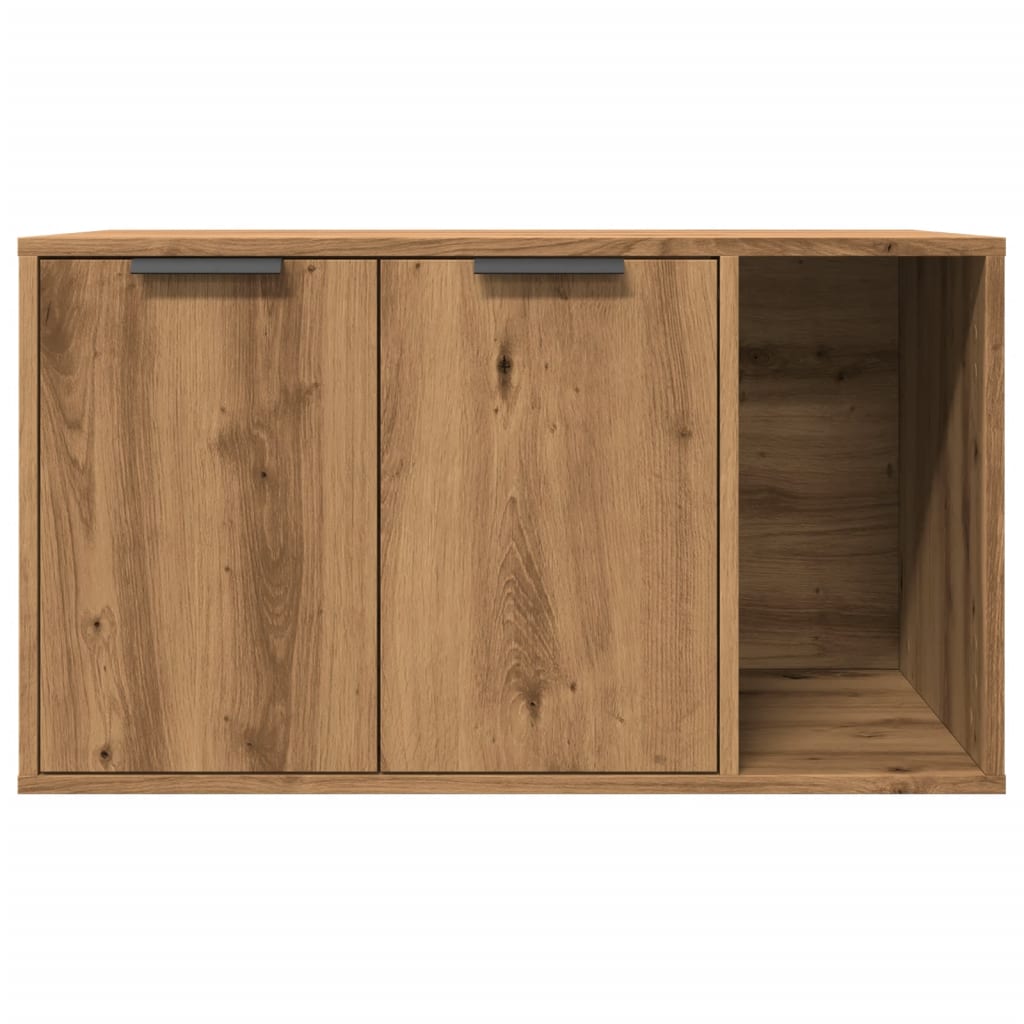 Kattenbakkast 80x50x45 cm bewerkt hout artisanaal eikenkleurig