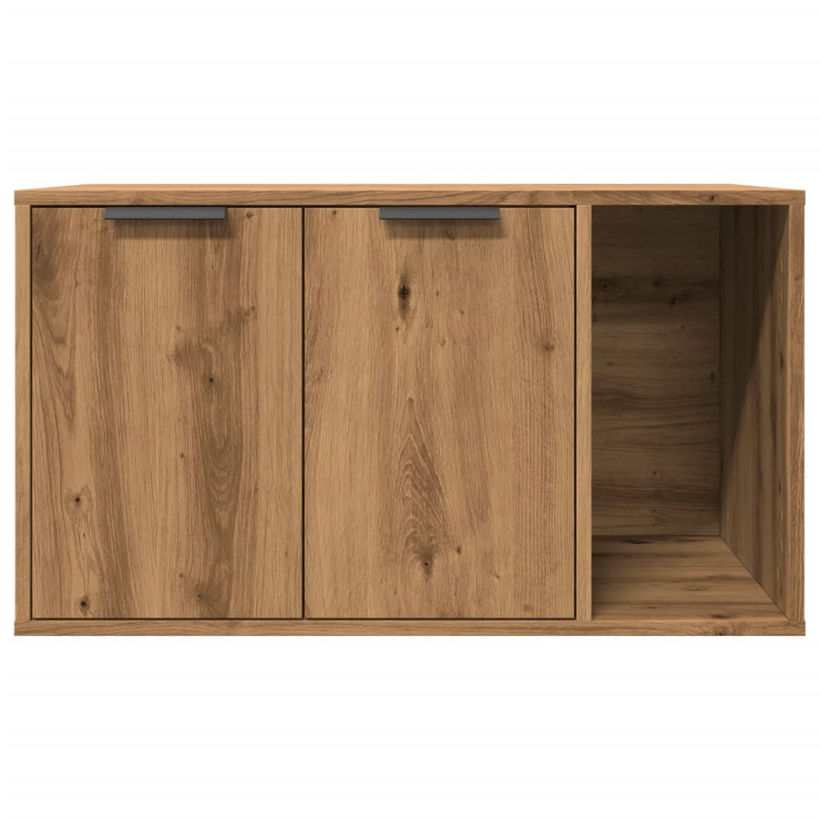 Kattenbakkast 80x50x45 cm bewerkt hout artisanaal eikenkleurig