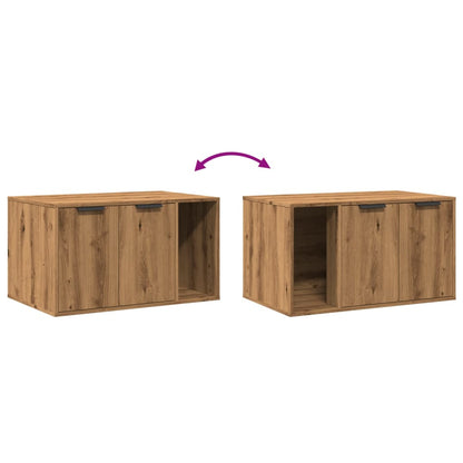 Kattenbakkast 80x50x45 cm bewerkt hout artisanaal eikenkleurig